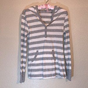 Grey/White Striped Hoodie